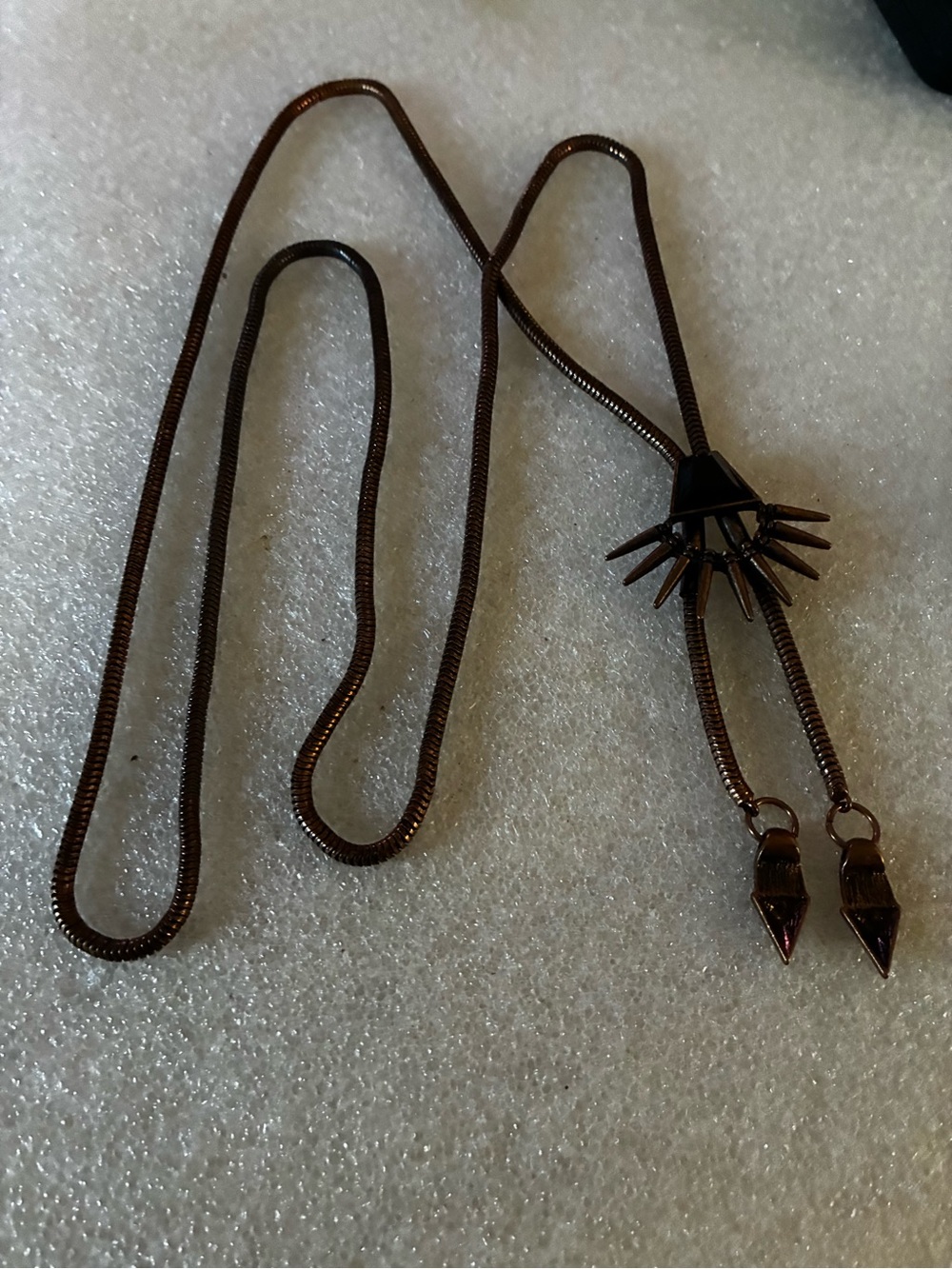 Copper Adjustable Lariat Necklace with Spiked Slider
